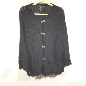 Heather B Crochet Sweater Silver Fasteners XL